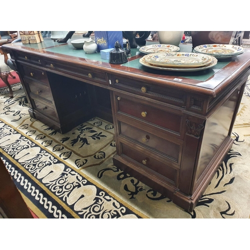 626 - The property of The 5 star Hotel in London. A very large Mahogany Veneered Pedestal Desk of great qu... 