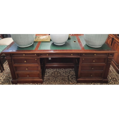 653 - The property of The 5 star Hotel in London. A very large Mahogany Veneered Pedestal Desk of great qu... 