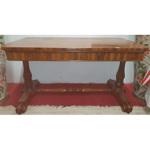 511 - A Superb Regency Rosewood Library Table with turned carved shaft, platform and stretchered base and ... 