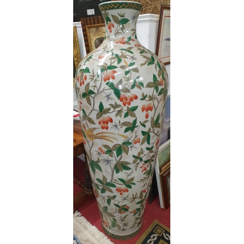 512 - The Property of the 5 star London Hotel. A very large Hand Painted Urn with foliage, bird and privet... 