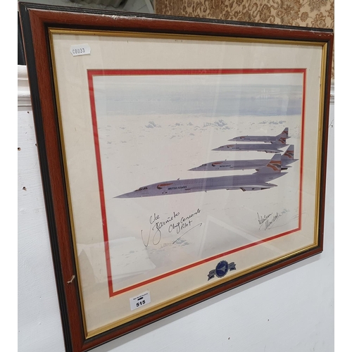 515 - A signed Coloured Print 'Concord Tribute' 1976-2003. Signed by Chief Concord Pilot Mike Bannister an... 