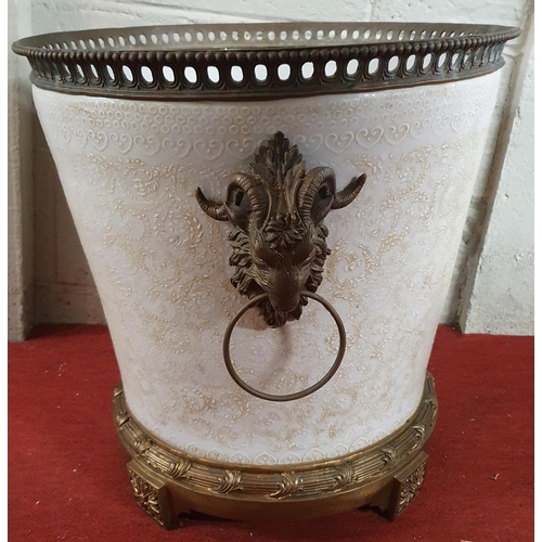 521 - The property of the 5 star Hotel in London. A fantastic pair of large Ceramic Pots with brass rams h... 