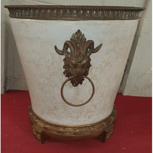 521 - The property of the 5 star Hotel in London. A fantastic pair of large Ceramic Pots with brass rams h... 