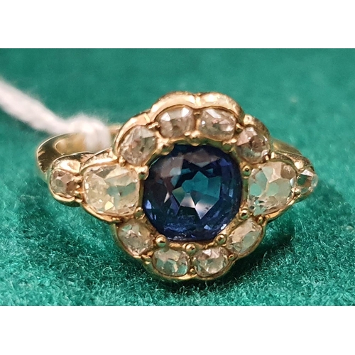 14 - A really good late Victorian Sapphire and Diamond cluster Ring set in gold. Approx Diamond weight 1.... 