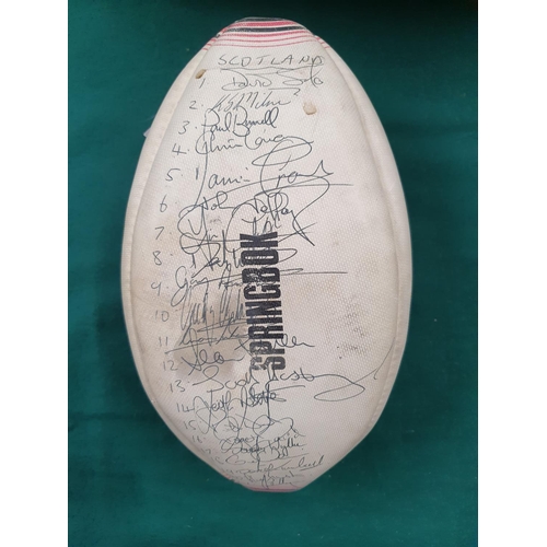 549 - A Puma Rugby Ball dated 4th March 1989 with Signatures from Scotland and Ireland, The full team of e... 