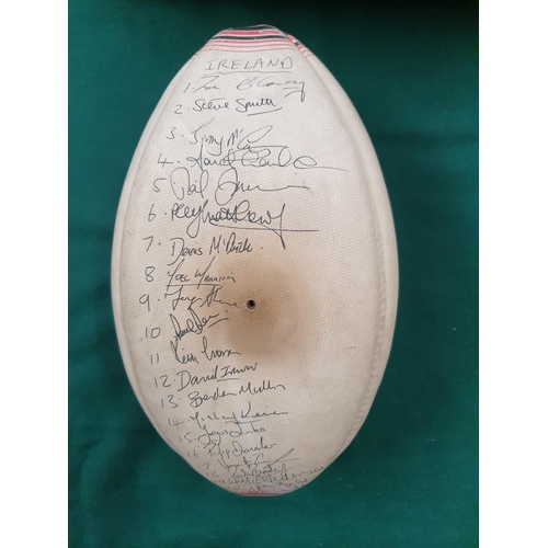 549 - A Puma Rugby Ball dated 4th March 1989 with Signatures from Scotland and Ireland, The full team of e... 