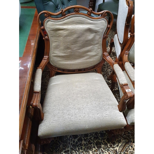 640 - The property of The 5 star Hotel in London. A good Hardwood Armchair with upholstered back and arms ... 