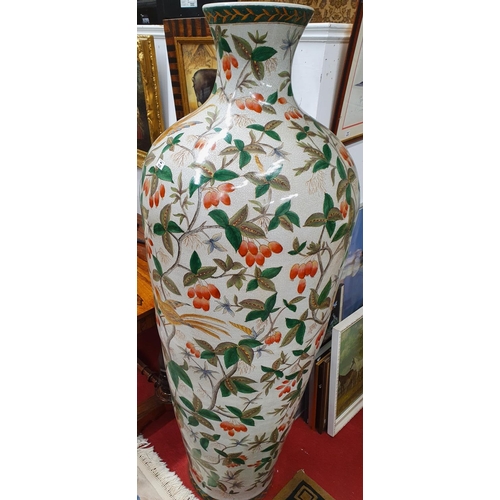 503 - The Property of the 5 star London Hotel. A very large Hand Painted Urn with foliage, bird and privet... 