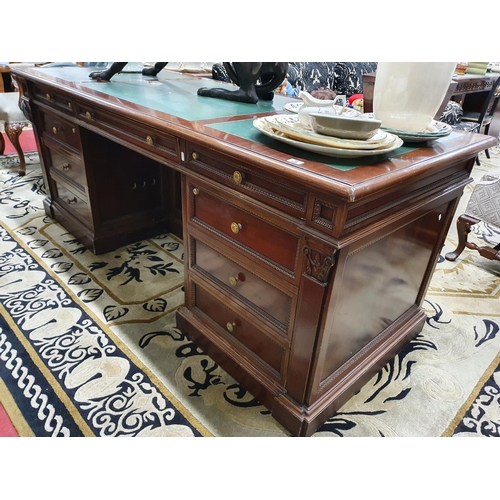 626 - The property of The 5 star Hotel in London. A very large Mahogany Veneered Pedestal Desk of great qu... 