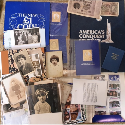 524b - A quantity of memorabilia, Stamps, Coins etc.