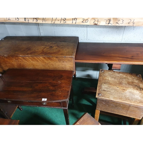 592 - A Mahogany single drawer Side Table, a drop leaf table, a sutherland table, a retro table and a pub ... 