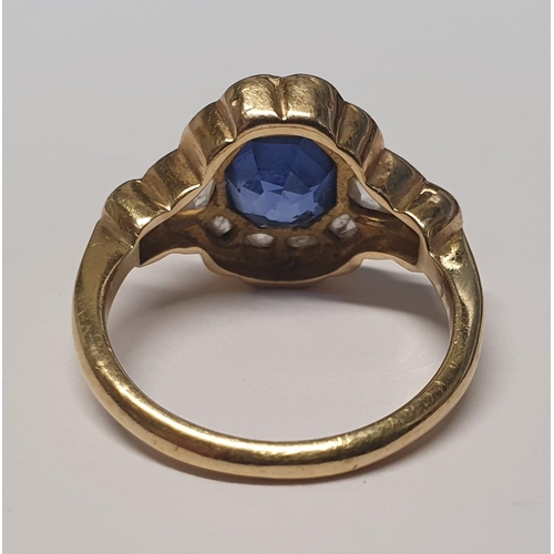 14 - A really good late Victorian Sapphire and Diamond cluster Ring set in gold. Approx Diamond weight 1.... 