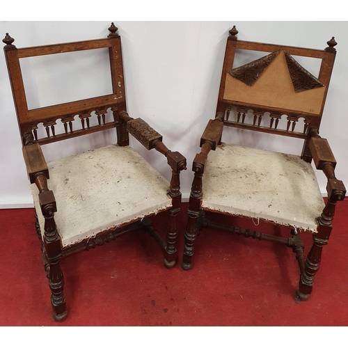 110 - A pair of Timber Armchairs. 59w Seat 49h cms.