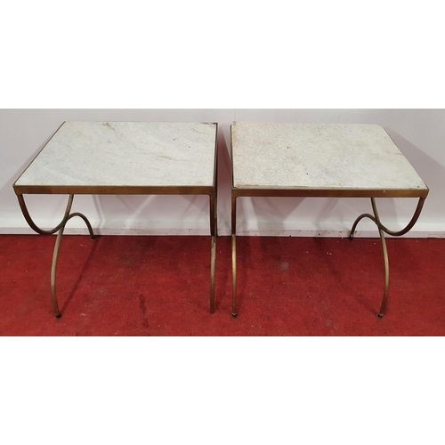 112 - A pair of Metal Marble topped Tables.47 x 34 x 48h cms.