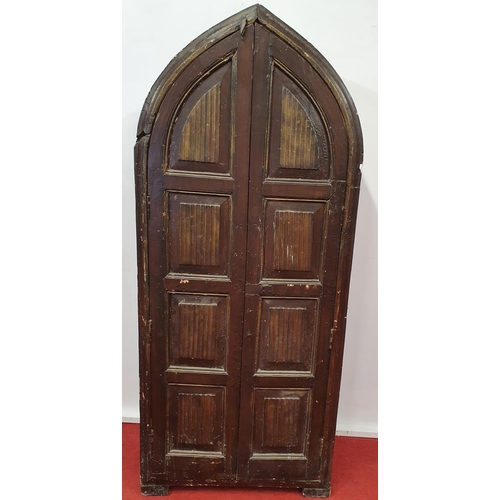 72 - A 19th Century Medieval style two door Cabinet with grained and painted outline.80w x 190h cms.