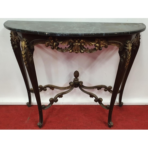 76 - PARIS CASTLE: A 19th Century carved Timber and Gilt Side Table with Marbleised timber top.101w x 40d... 