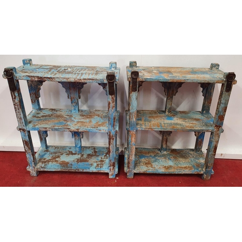 85 - A pair of Painted wall mounted Shelves.41w x 17d x 50h cms.