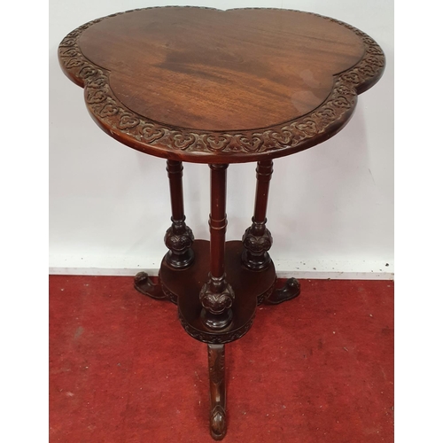 90 - A carved Timber Mahogany Table.50w x 76h cms.