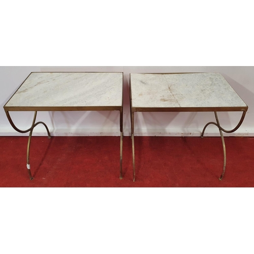 94 - A pair of Metal Marble topped Tables.52w x 34 x 50h cms.