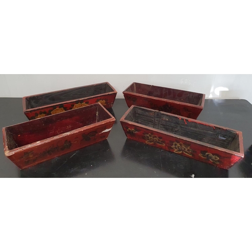 177 - RUS: Four Timber Painted Trays.