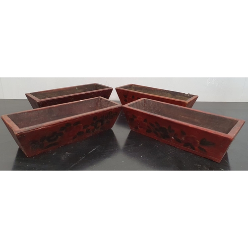 180 - RUS: Four Timber Painted Trays.31w x 12 x 9h cms.