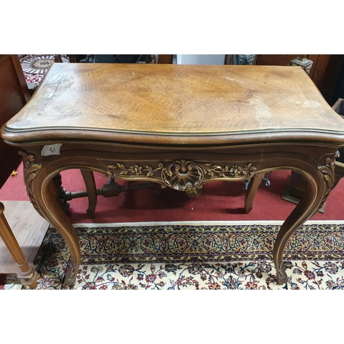 305 - A 19th Century Walnut Foldover Card Table.88 x 66 x 74h cms.