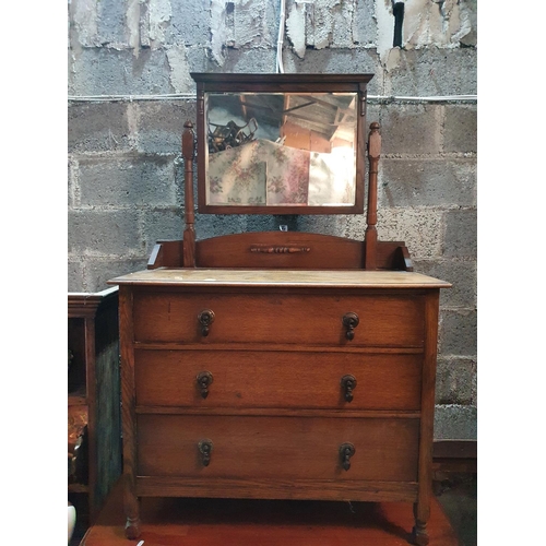 407 - A 19th Century Mahogany Chest of Drawers along with an oak dressing table.120w x 52d x 118h cms.
94w... 