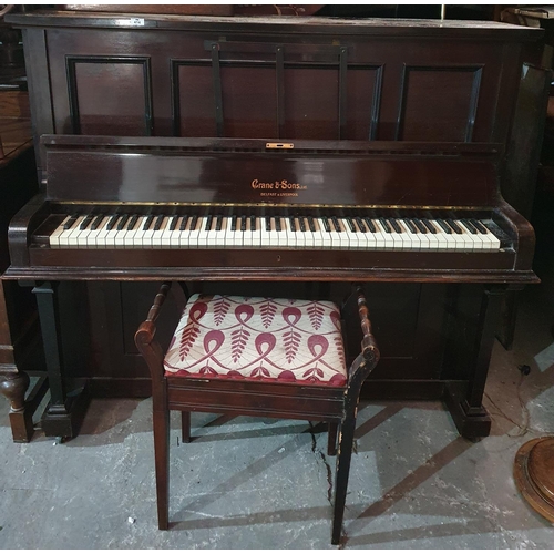 414 - A Crane and Sons, Belfast and London Upright piano and piano stool.