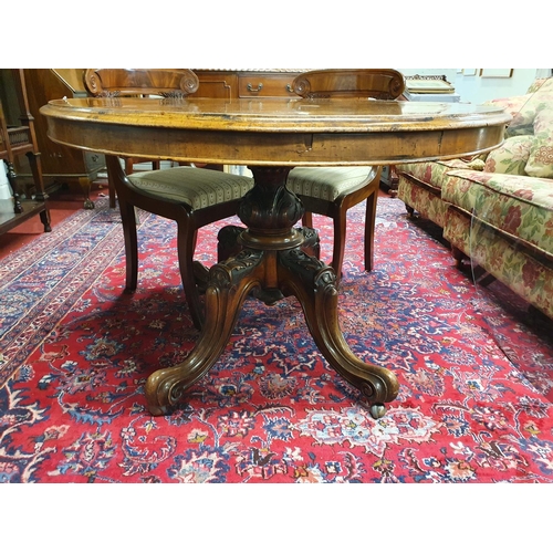 486 - A really good mid 19th Century Walnut oval Supper/Loo Table with scissors movement pod, a burr walnu... 