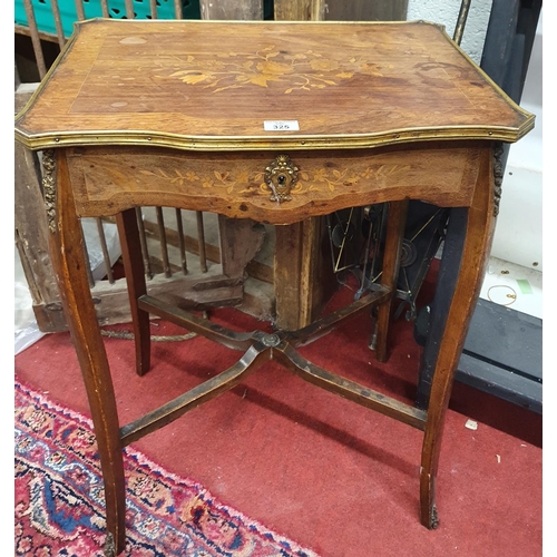 325 - A late 19th Century rosewood and inlaid Work Table with brass mounts.51w x 36 x 72h cms.