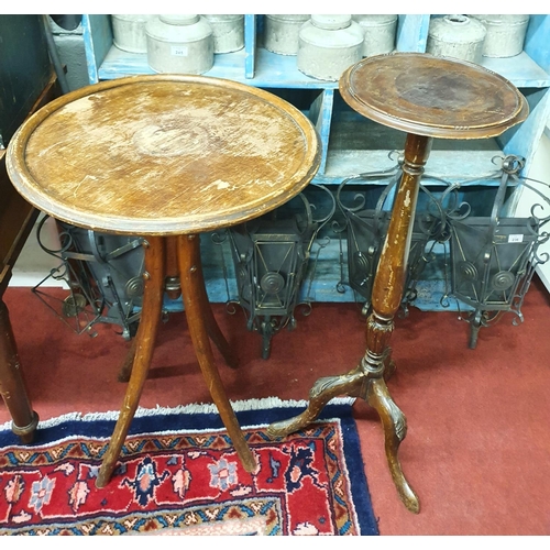 327 - A 19th Century continental walnut side Table (99 x 51 x 75h) along with a bentwood circular Table.52... 