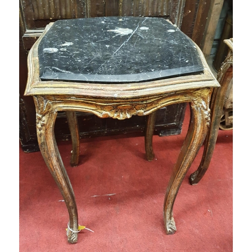 270b - Two gilt and timber side Tables. One missing marble top.