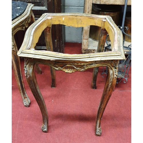 270b - Two gilt and timber side Tables. One missing marble top.