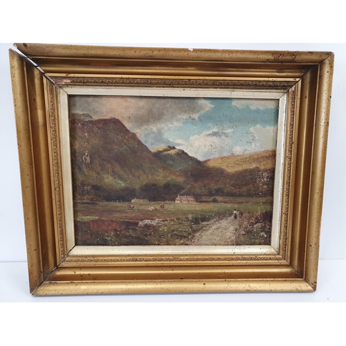 86 - A 19th Century Oil on Canvas of a country scene signed W.Martin in need of restoration .In original ... 