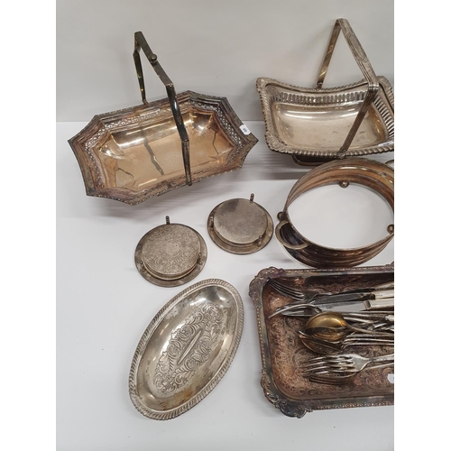 127 - A good quantity of Silver Plate to include a very heavy Center Basket, Cased Knives & Forks etc.