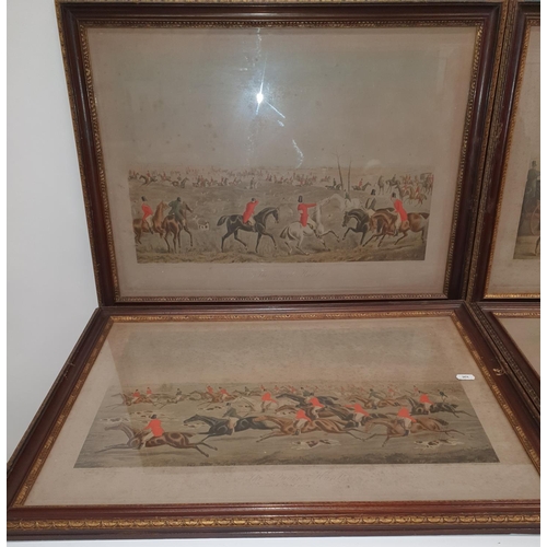 160 - After Henry Alken. A good set of four 19th Century coloured hunting Engravings from the Quorn Hunt, ... 