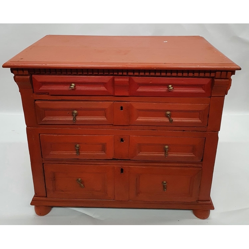 212 - A 19th Century campaign style Chest of Drawers with split canter. W 107 X D 61 X  H 92 cms.