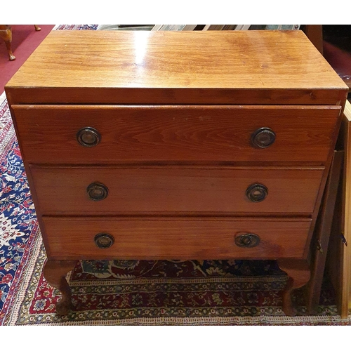 220 - A good pair of Early 20th Century Side Tables with three drawers. W 69 X D 34 X H 75 cms.