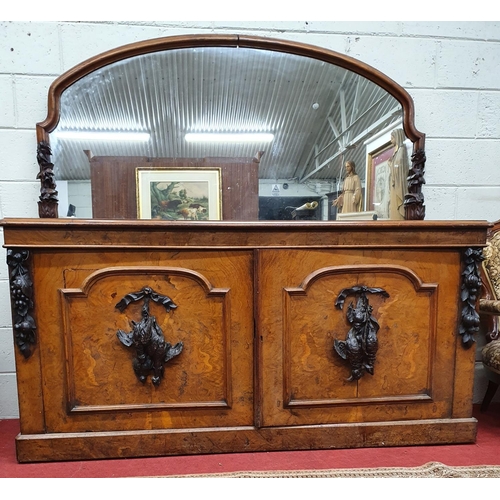 232 - A 19th Century Pollard Oak Irish Serving Sideboard with mirrored back and carved front. c1830-40.W 1... 