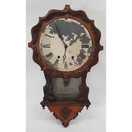 240 - A 19th Century walnut Wall Clock in need of restoration.W 33 X 78 cms.