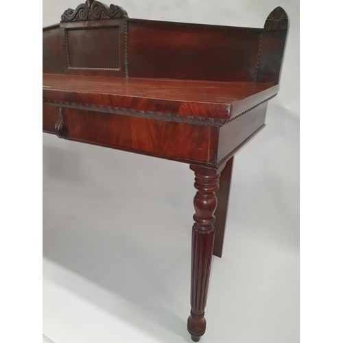 248 - A Fantastic early 19th Century Mahogany Serving Table with turned fluted supports and gallery back. ... 