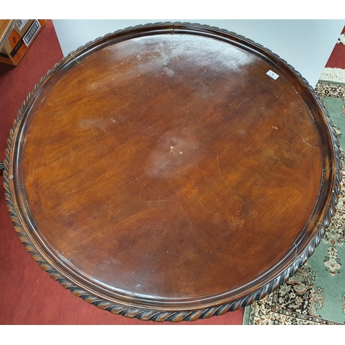 1 - A 19th Century Mahogany Tray Top Table with roped edge on tripod supports.D 87 X H 71 cms.