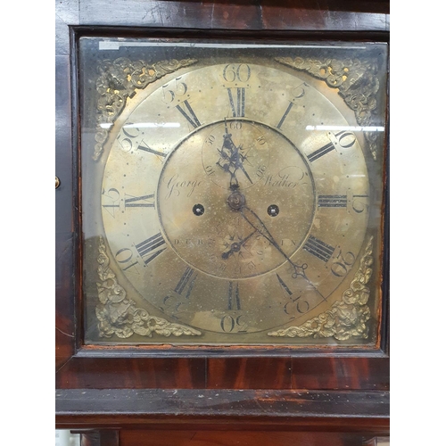 264 - A really good Georgian Mahogany brass dial Longcase Clock by George Walker, Dublin with architectura... 