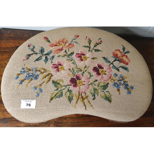 76 - An Edwardian kidney shaped Stool with tapestry seat.