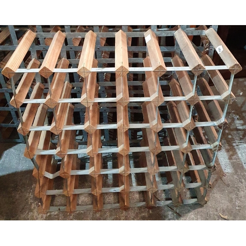 801 - A large Metal and Timber Wine Rack.