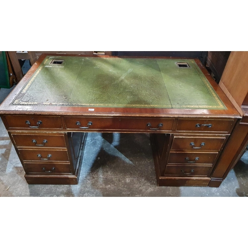 802 - A large Mahogany Veneered Desk. W 152 X 90 X H 79 cms.