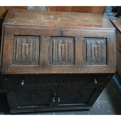 815 - A Late 19th Century Overmantle along with a good old charm Oak Bureau.