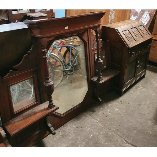 815 - A Late 19th Century Overmantle along with a good old charm Oak Bureau.