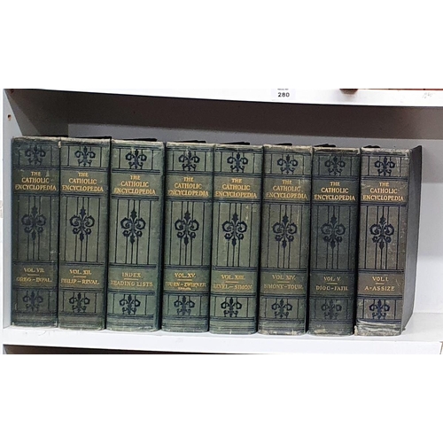 280 - Twenty volumes of The Catholic Laymans        Library along with other reference books.