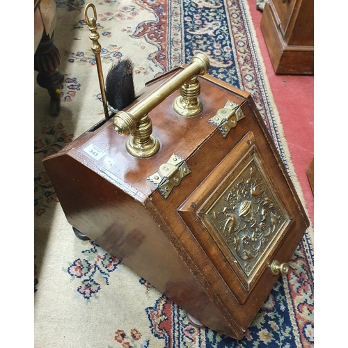 343 - A good late 19th Century Mahogany and Brass bound Coal Scuttle.